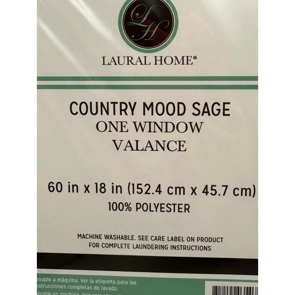 Laural Home Country Mood Sage Window Valance 100 % Polyester Size 60 X 18 Inch